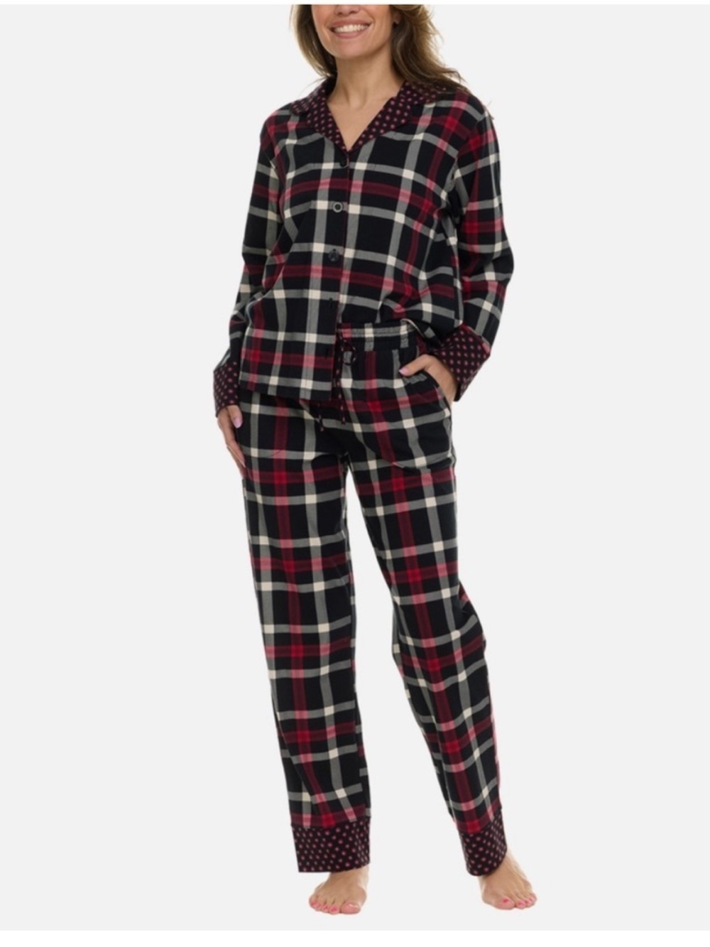 NWT Vera Bradley 100% cotton plaid paisley red black pajamas large L